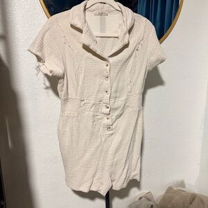 Stylish Cream Button-Up Romper